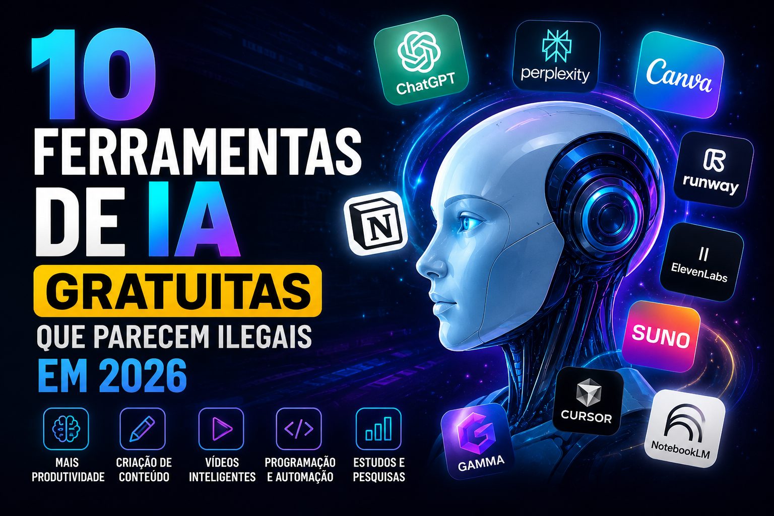 10 ferramentas de IA com versão gratuita em 2026